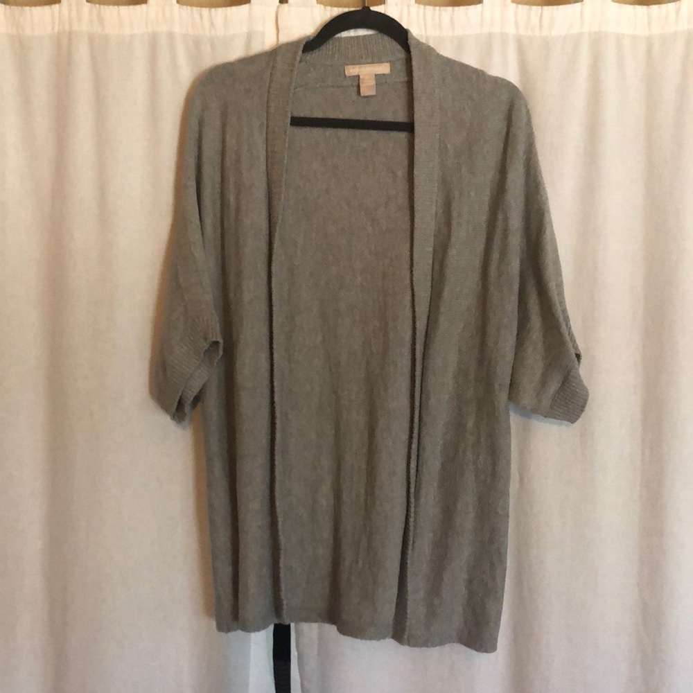 short sleeve open front sweater